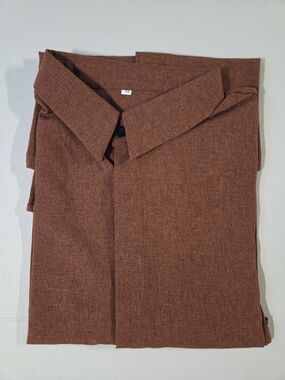 Three Men's Casual Button-Down Shirt - Rust Brown, Heather Green & White